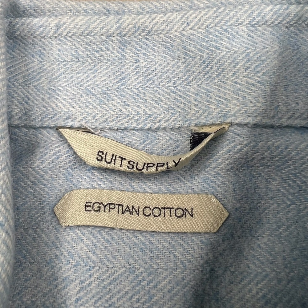 Suit Supply Egyptian Cotton Button Up Shirt Mens Size 39 15 1/2 Blue Heathered - Picture 5 of 15